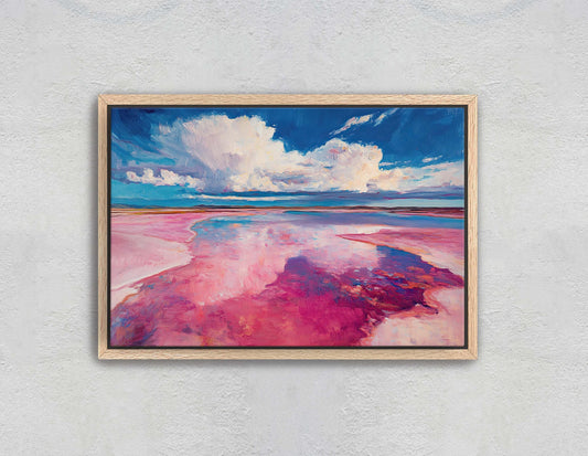 Abstract Beach, Surreal Beach Painting, Pink Blue