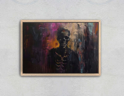 Chromatic Skeleton, Colorful Death, Creepy Decor, renaissance Painting, Dark Academia