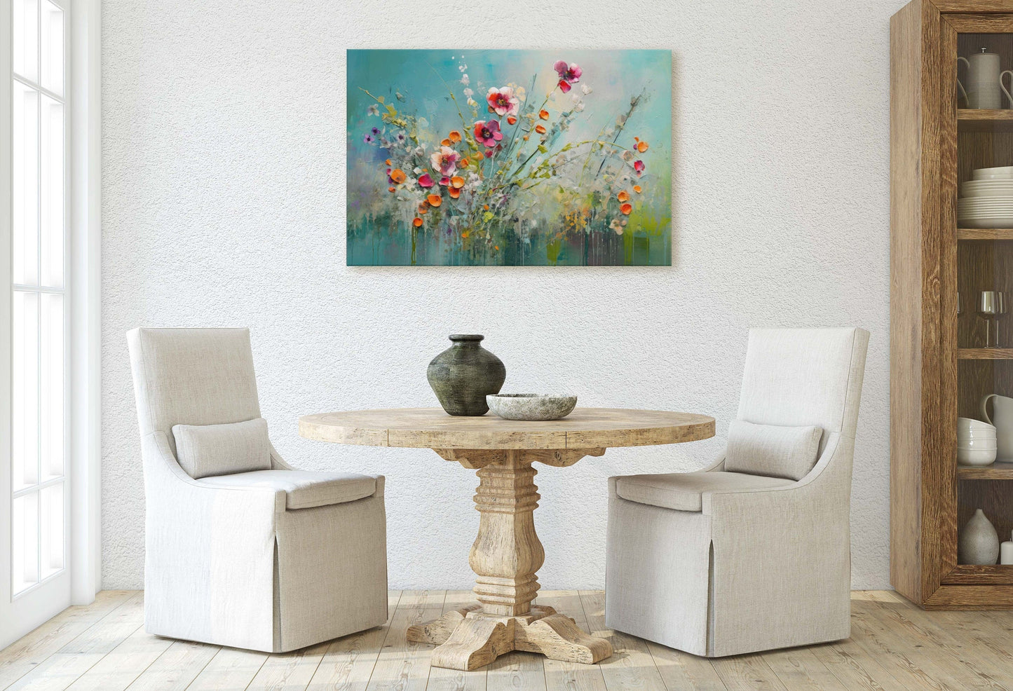 WIldflower on Canvas, Spring time, abstract print, Floral Decor, Botanical Art, Flower Painting, Dining Room Art, Living Room, Office Art