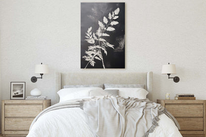 Black and White Floral, Botanical Art, Wildflower Decor, Farmhouse Print, Modern Art, Large Print, Framed Canvas