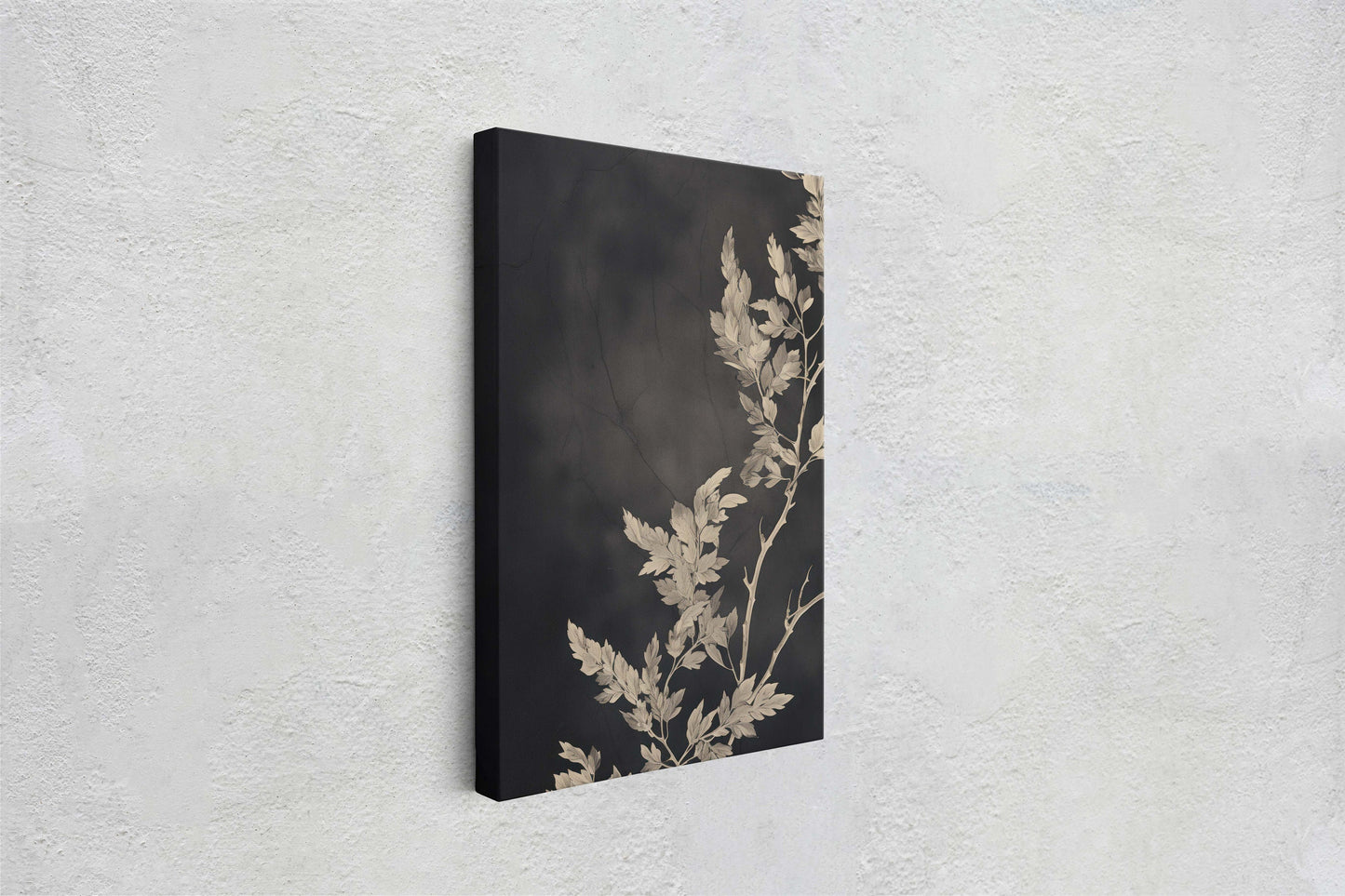 Botanical Print, Black and White, Minimalist Painting, Farmhouse Decor, Floral Wall Art, Framed Canvas, Wildflower Art