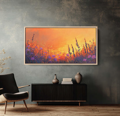 Orange Sunset, Wildflowers Print, Orange Sunrise, Floral Print, Botanical Art