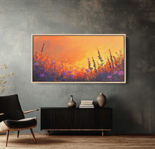 Orange Sunset, Wildflowers Print, Orange Sunrise, Floral Print, Botanical Art