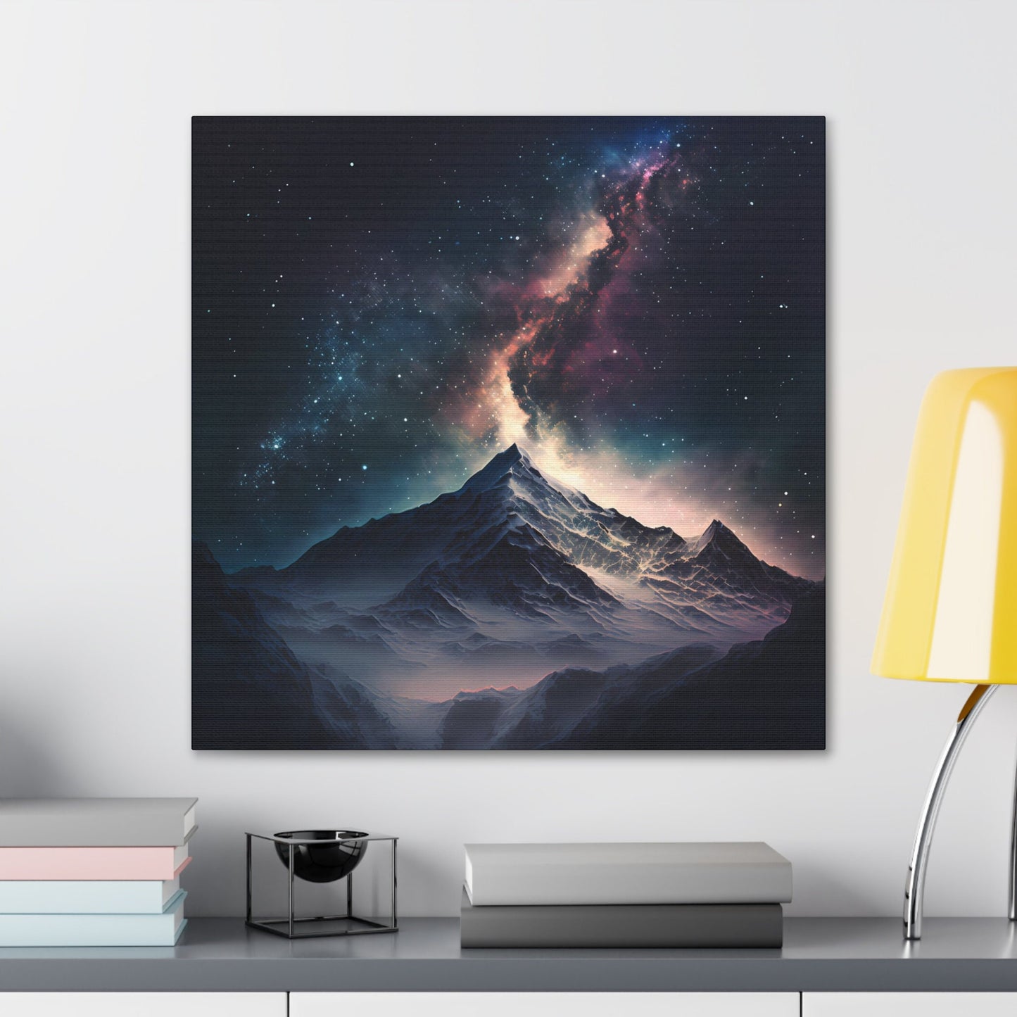 Milky Way Galaxy Mountain Range Painting Stretched Canvas Art