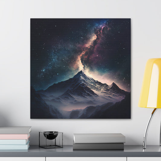Milky Way Galaxy Mountain Range Painting Stretched Canvas Art