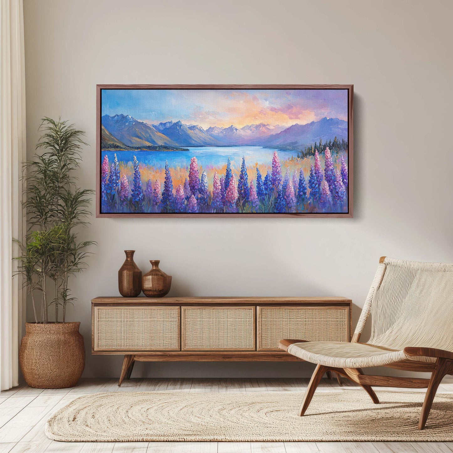 Lake Tekapo Painting, New Zealand Art, Wildflower Lake, Mountain Lake