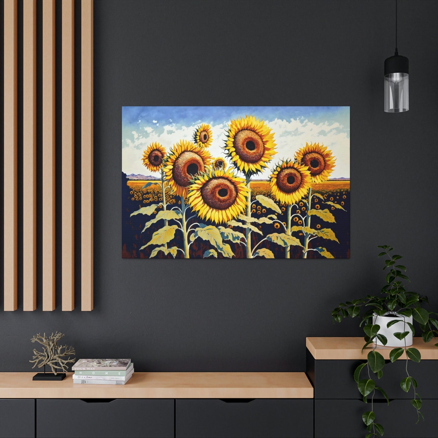 Sunflowers Colorful Canvas Art Ready To Hang Large Print, Oil Painting, Flowers, Floral