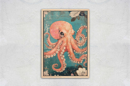 Vintage Octopus Print, ukiyo-e Print, Japanese Art, Vintage Retro