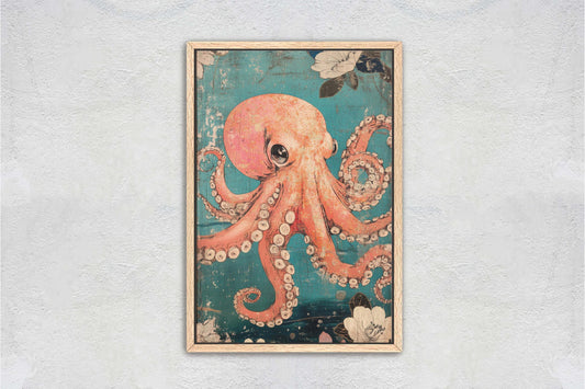 Vintage Octopus Print, ukiyo-e Print, Japanese Art, Vintage Retro