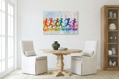 Women's Track, Girls Field, Colorful sports, Woman Sports, Large Art Print, Framed Canvas, Girls Room, Kids room, Athlete