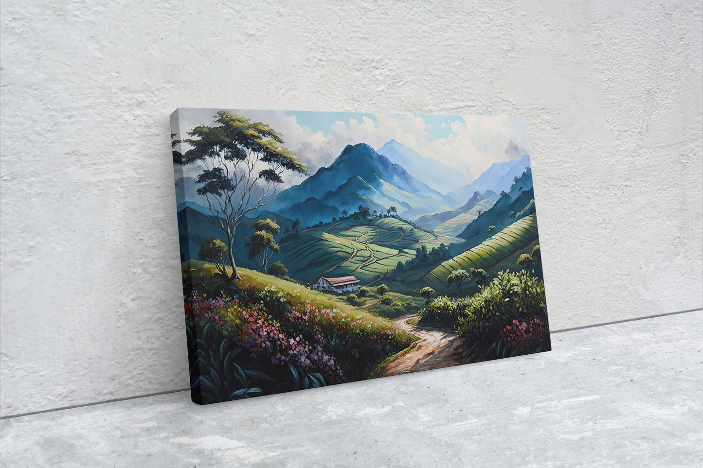 Cameron Highlands Malaysia,  Flowers Canvas Art Ready To Hang Large Print, Oil Painting, Landscape