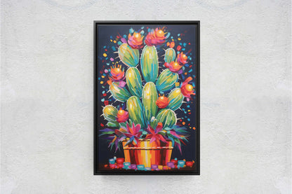 Colorful Cactus Painting, Southwest Decor, Desert Art, Southwestern, Framed Canvas, South West, Vibrant Painting
