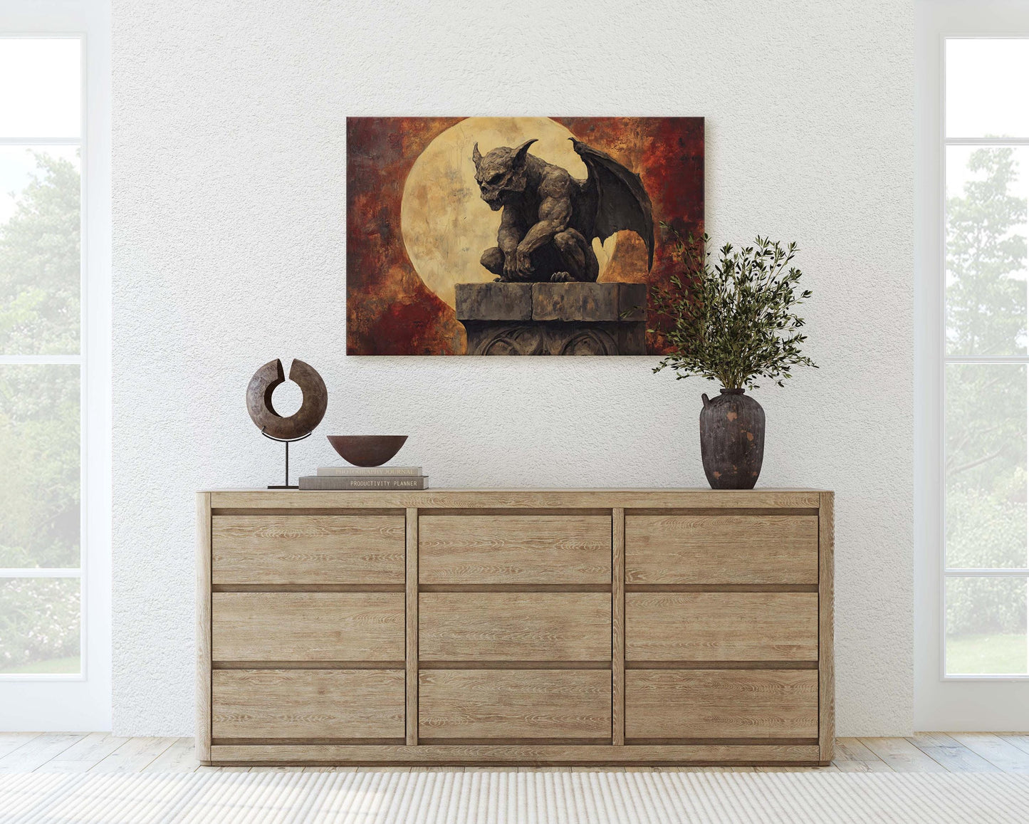 Gargoyle Night, Moon Gargoyle, Full Moon, Creepy Art, Gothic Halloween, Dark Academia, Dark Arts