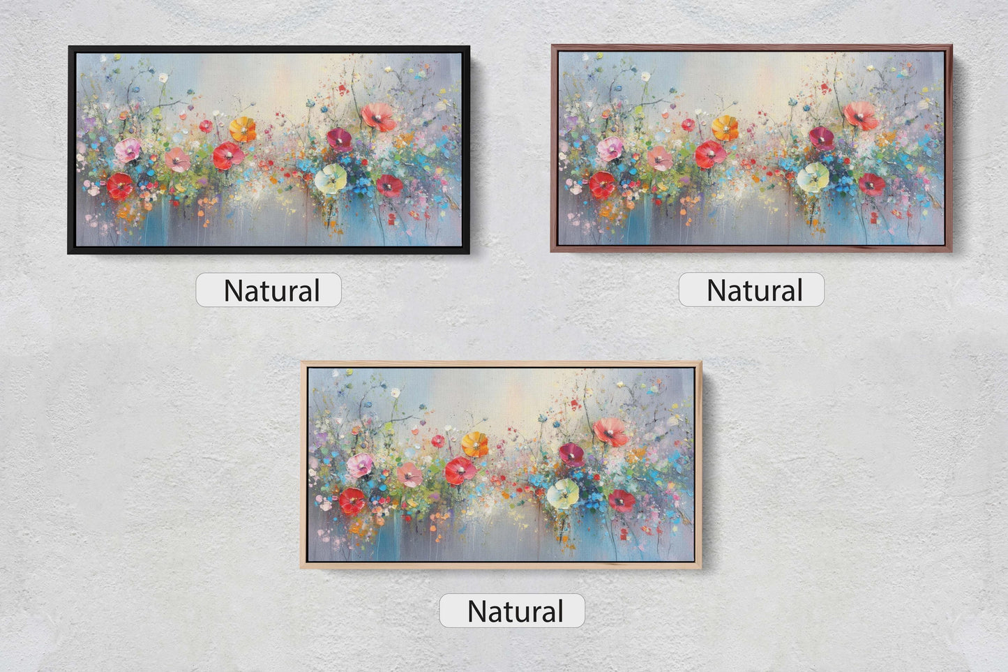 Flowers in Rain, Wildflowers on Canvas, Abstract Wall Art, Framed Canvas, Watercolor flowers,  Floral Print, Classic, Rustic Farmhouse