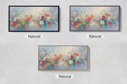 Flowers in Rain, Wildflowers on Canvas, Abstract Wall Art, Framed Canvas, Watercolor flowers,  Floral Print, Classic, Rustic Farmhouse