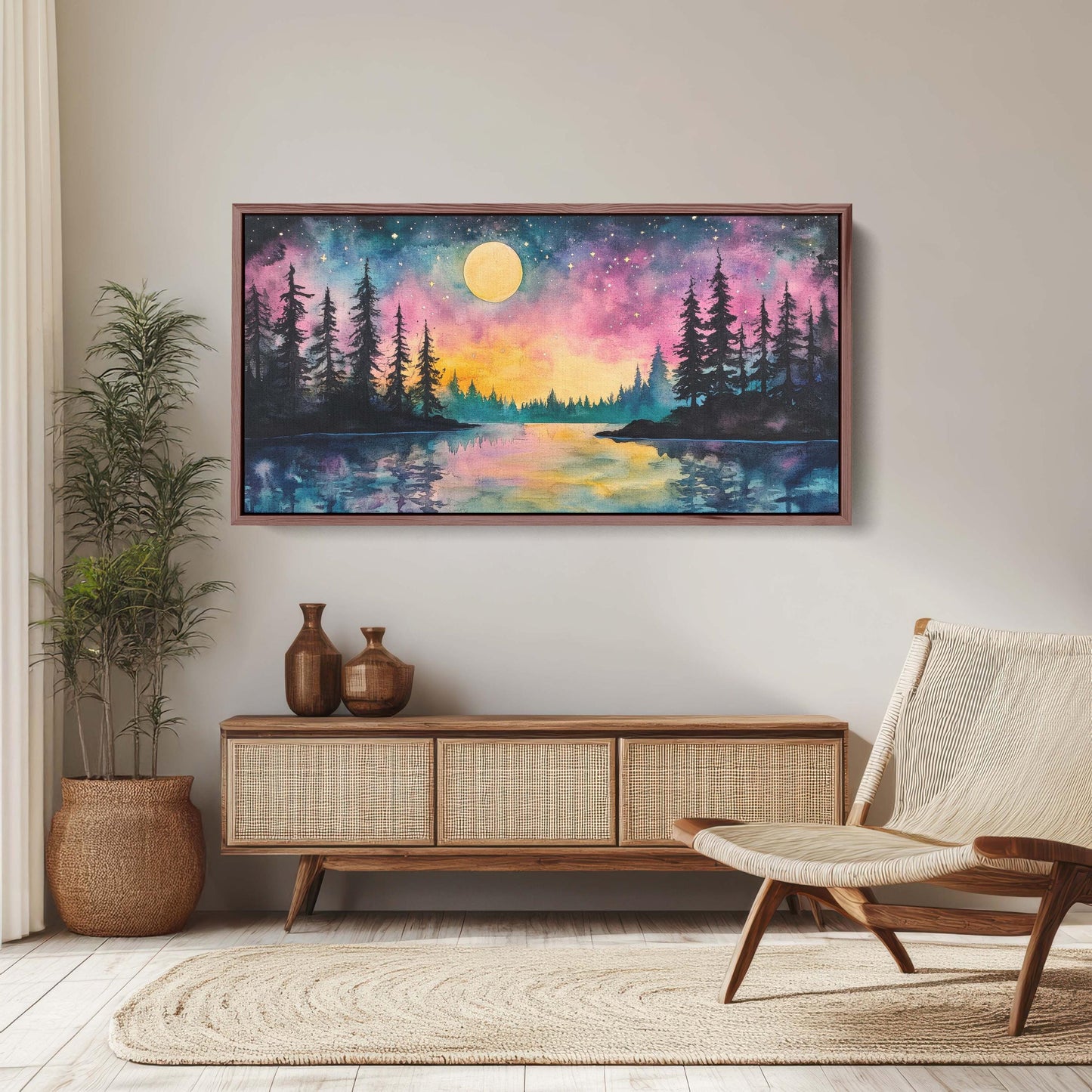 Ethereal Lake, Mountain Lake Night, Scenic Decor, Nature Print