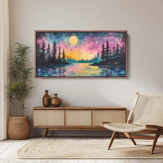 Ethereal Lake, Mountain Lake Night, Scenic Decor, Nature Print