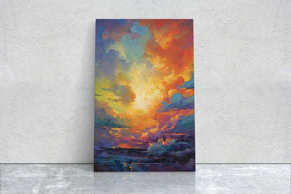 Colorful Sky, Vibrant clouds, Bold color, Abstract Nature, Framed Canvas, Vertical Print, Sunrise Landscape, Sunset Clouds, Cloudy View