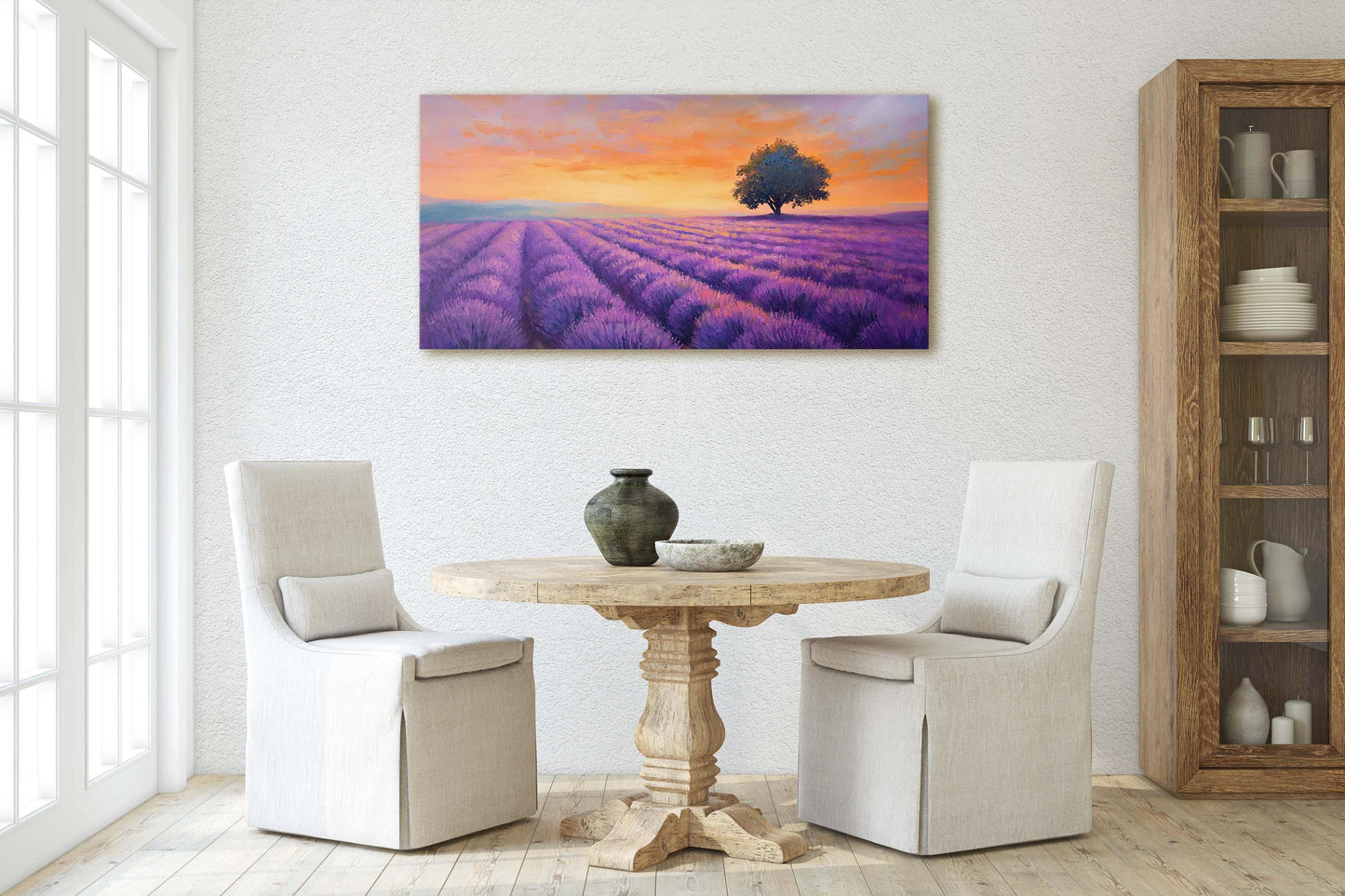 Lavender Fields, Sunset Lavender Painting, Wildflower Painting
