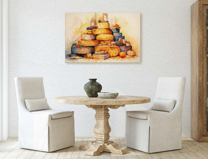 Cheese Lover Art, Dining Room Art, Kitchen Decor, Restaurant Art, Deli Decor, Fine Dining, Ready to Hand, Canvas Art Print