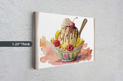 Ice Cream Sundae, Gelato Decor, Dessert Art, Kitchen Wall Art, Dining Room Art Ready To Hang, Large Print, Restaurant Print