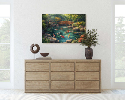 Koi Pond, Serene Koi, Japanese Art, Asia Decor