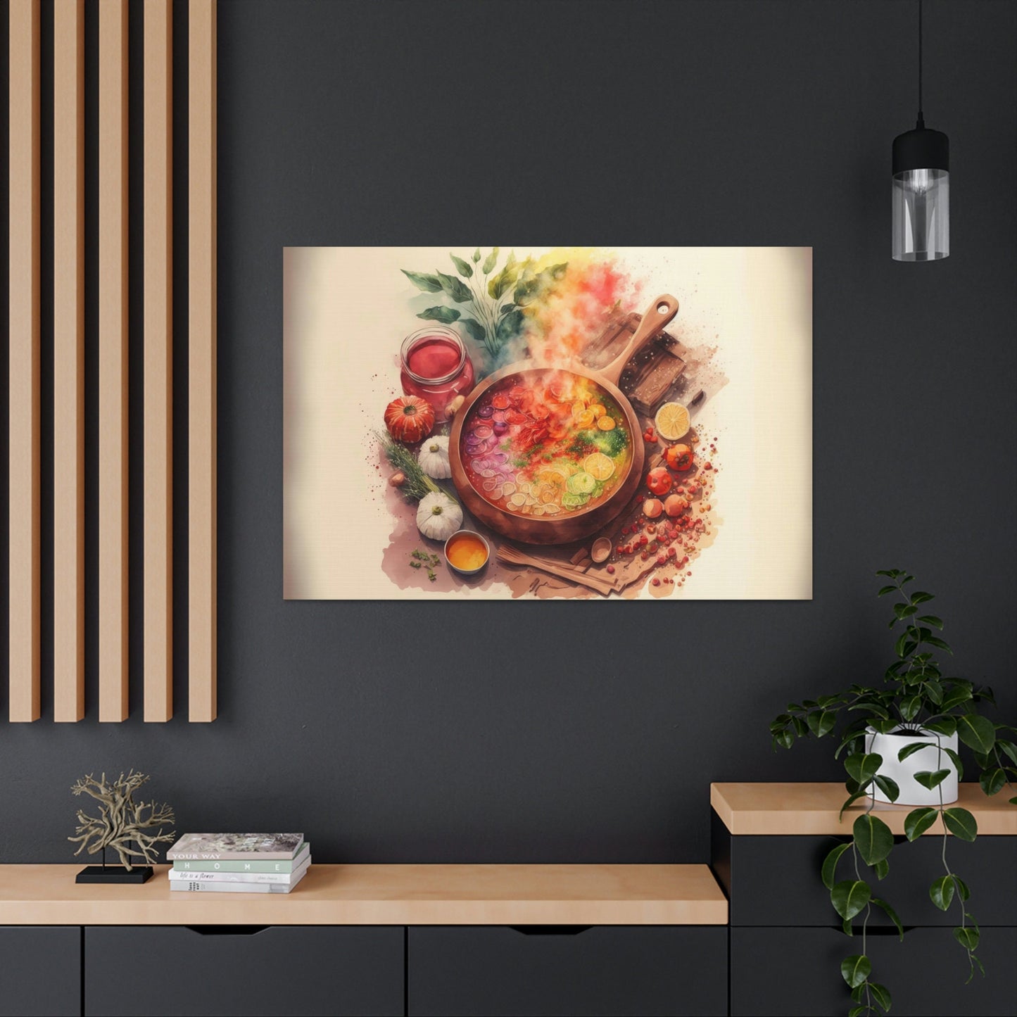 Watercolor Cooking Canvas Art Ready To Hang Large Print, Colorful