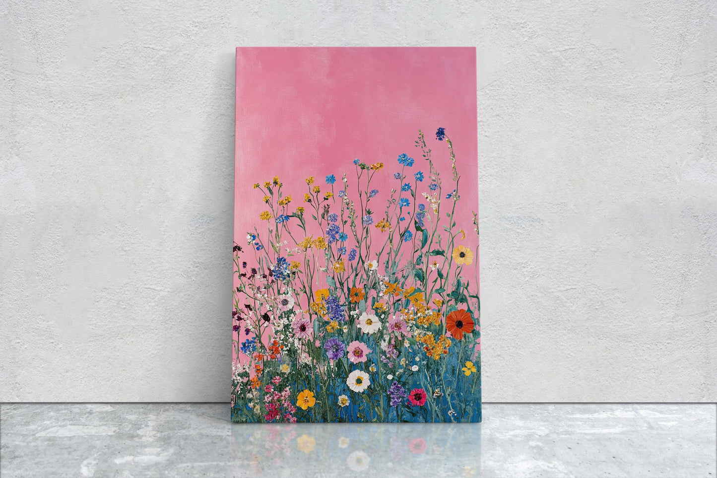 Abstract Wildflowers, Pink Decor, Botanical Art, Floral Print