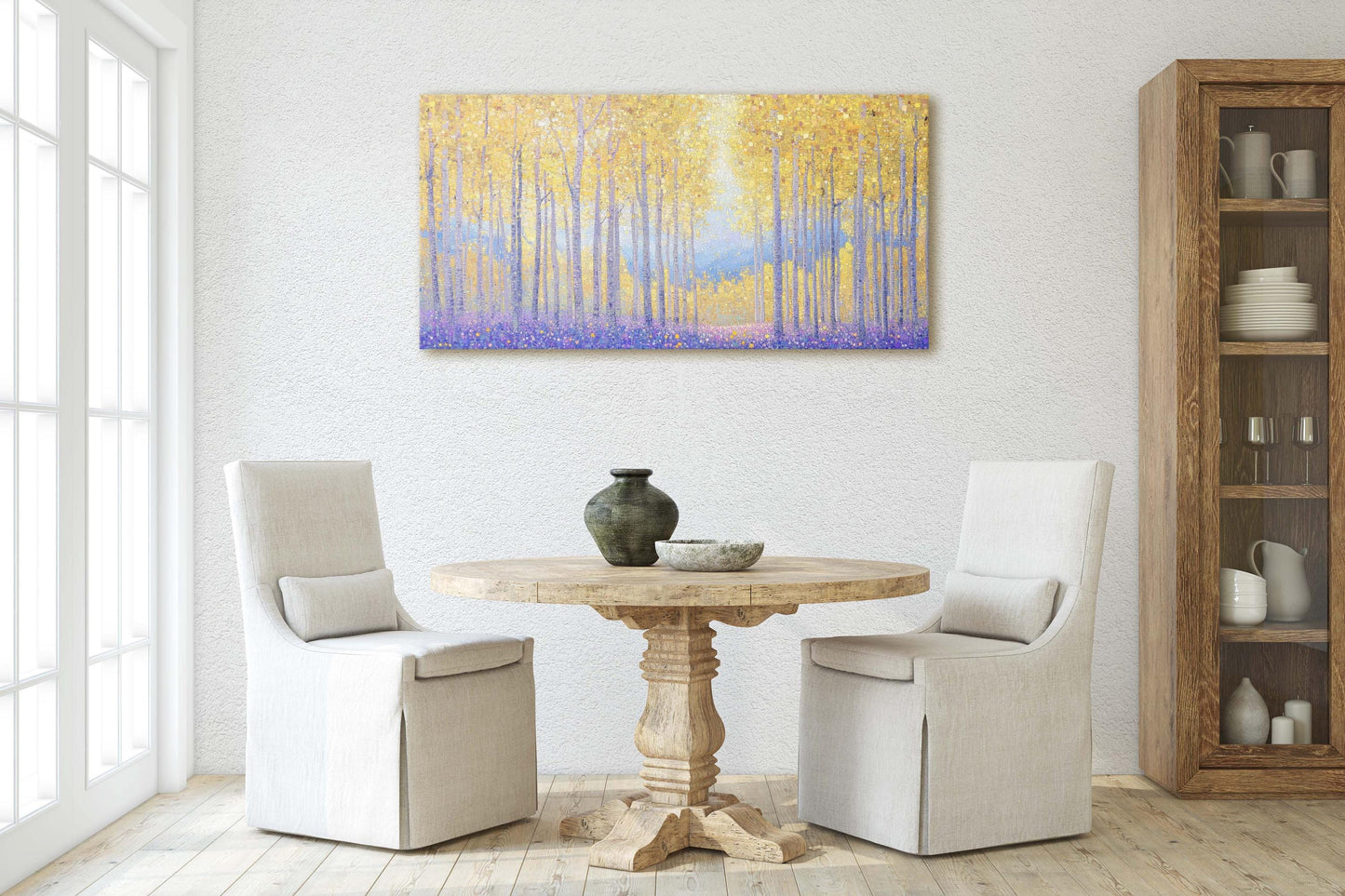 Pointillism Fall Canvas, Aspens In Fall, Autumn Forest