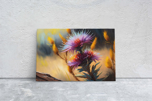 Savanna Blazing Star, Pink Wildflowers, Flowers Canvas Art, Ready To Hang, Large Print, Painting Landscape