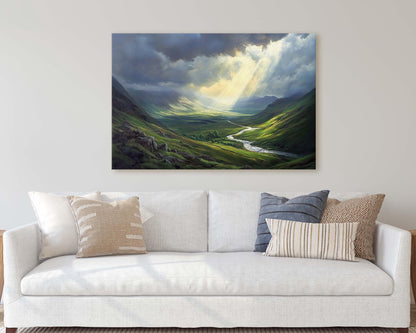 Celtic Highlands, Scotland Highlands, Scenic Decor, Valley Painting