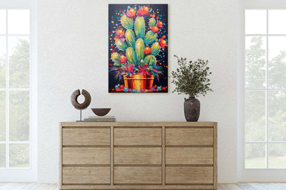 Colorful Cactus Painting, Southwest Decor, Desert Art, Southwestern, Framed Canvas, South West, Vibrant Painting