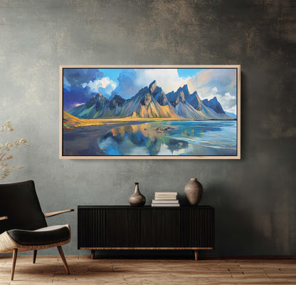 Vestrahorn Painting, Iceland Art, Nature Painting, Mountain Art