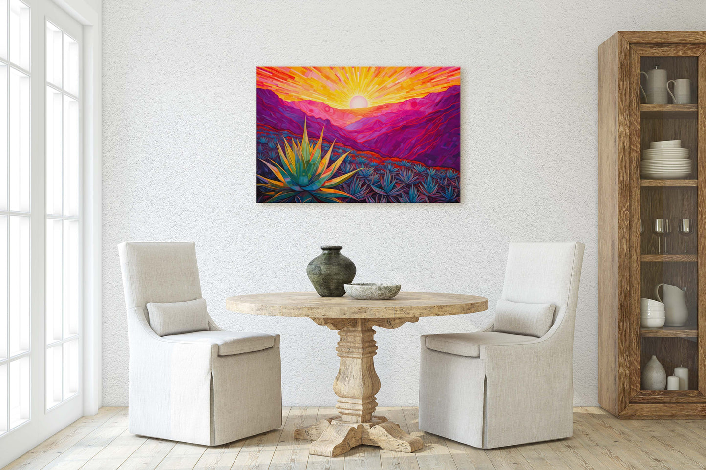 Desert Painting, Southwestern, Agave Art, Framed Canvas, Large Print, Landscape Painting
