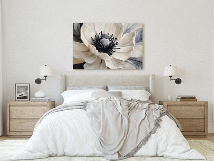 Flower Painting, Black White Flower, Contemporary Art