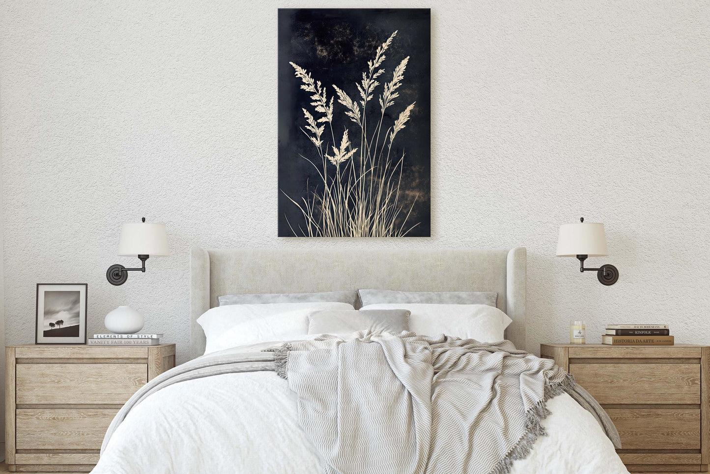 Wildgrass Painting, Silhouette Art, Black and White, Tall Grass