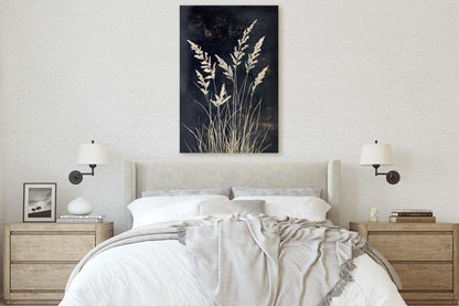 Wildgrass Painting, Silhouette Art, Black and White, Tall Grass
