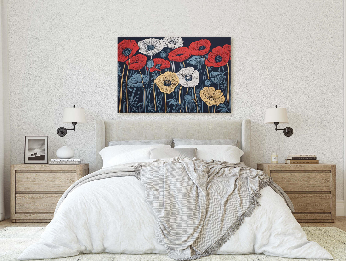 Tri-Color Poppies, Poppy Flower, Flower Painting, Dark Background