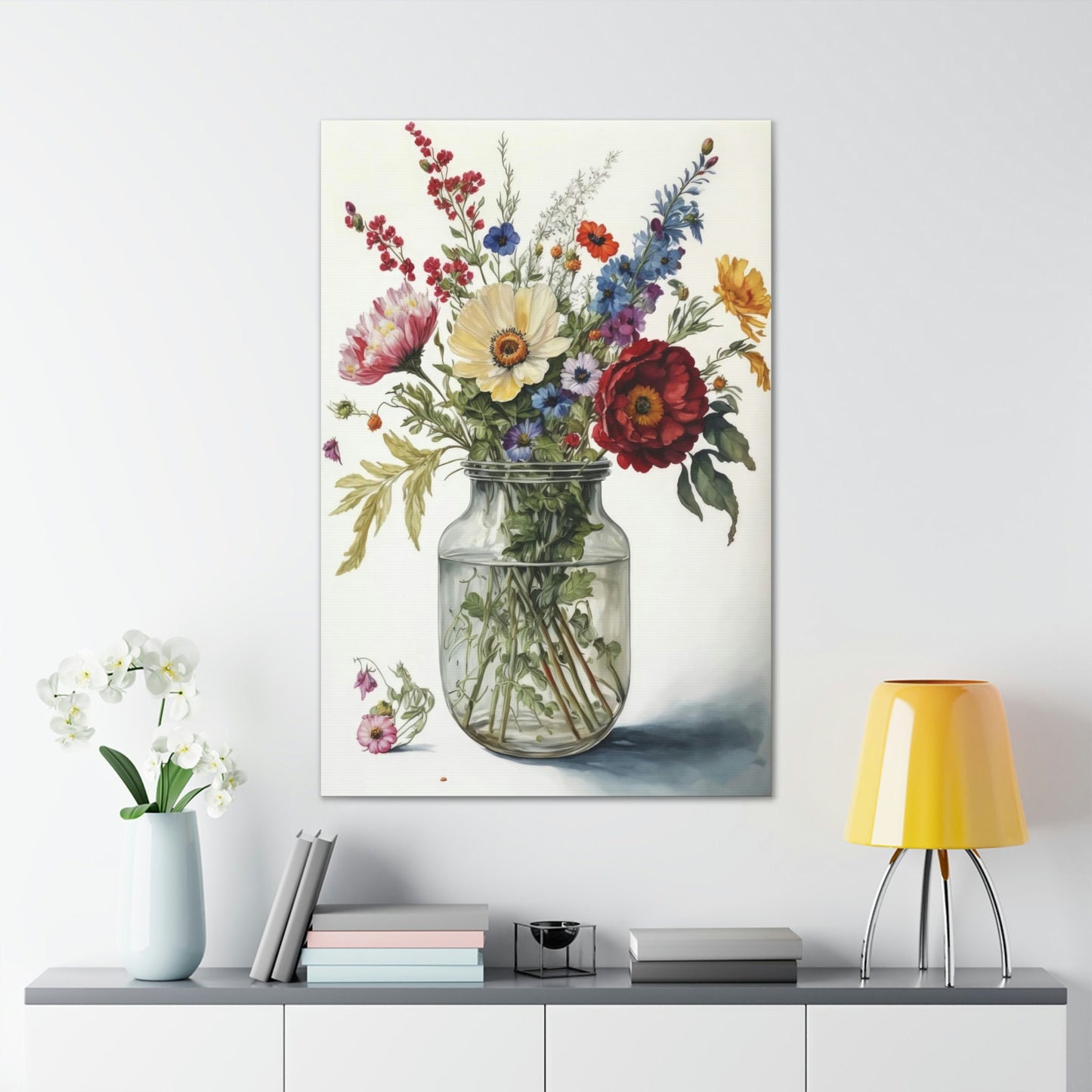 Wildflowers Vase Canvas Ready To Hang Large Print, Floral Print, Colorful