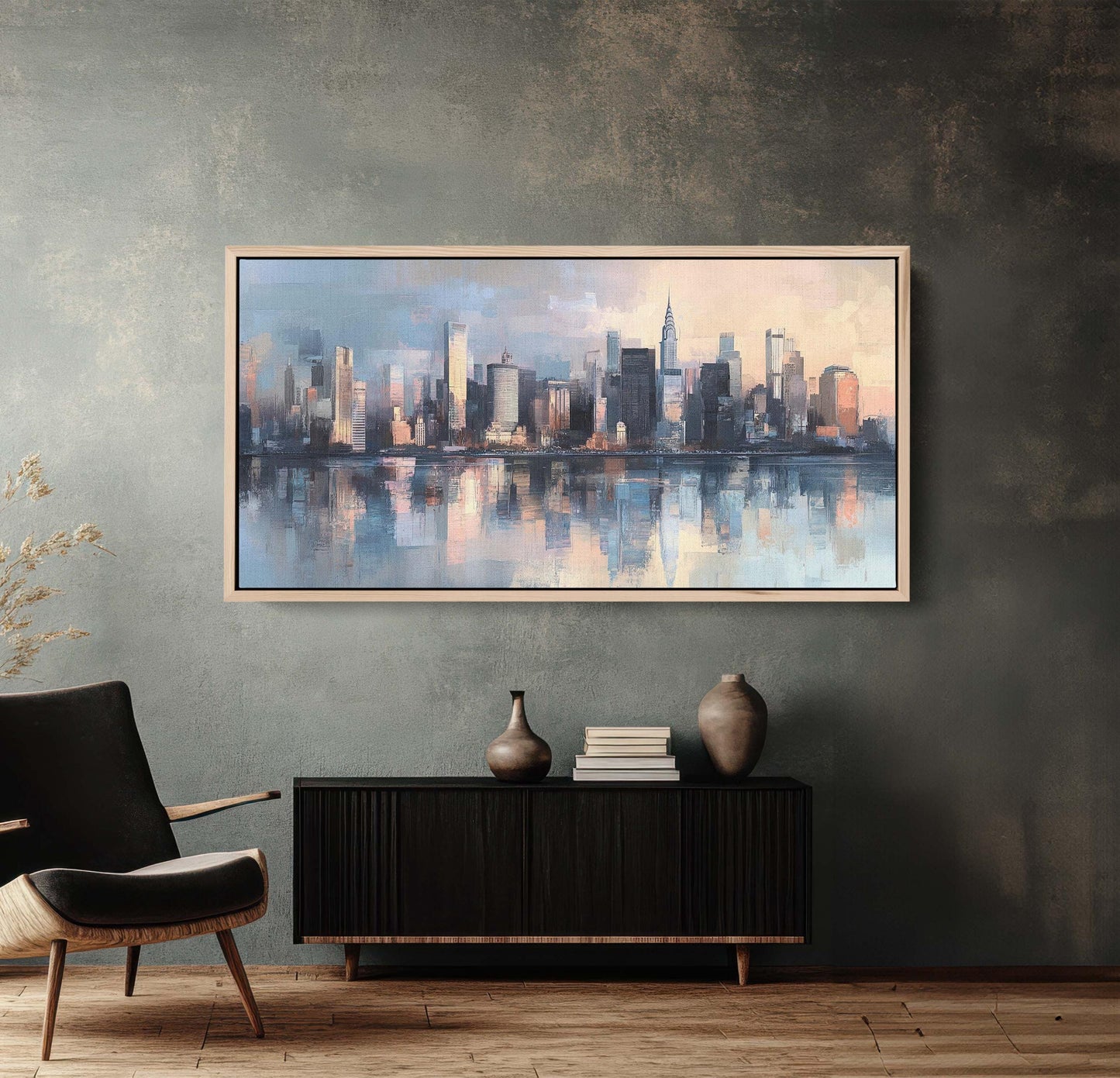 City Skyline Print, Urban City, Waterfront Buildings