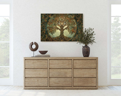 Tree of Life, Yggdrasil Painting, Celtic Art, Norse Mythology, Symbolic Artwork, Nature Decor, Abstract Nature, Large Print