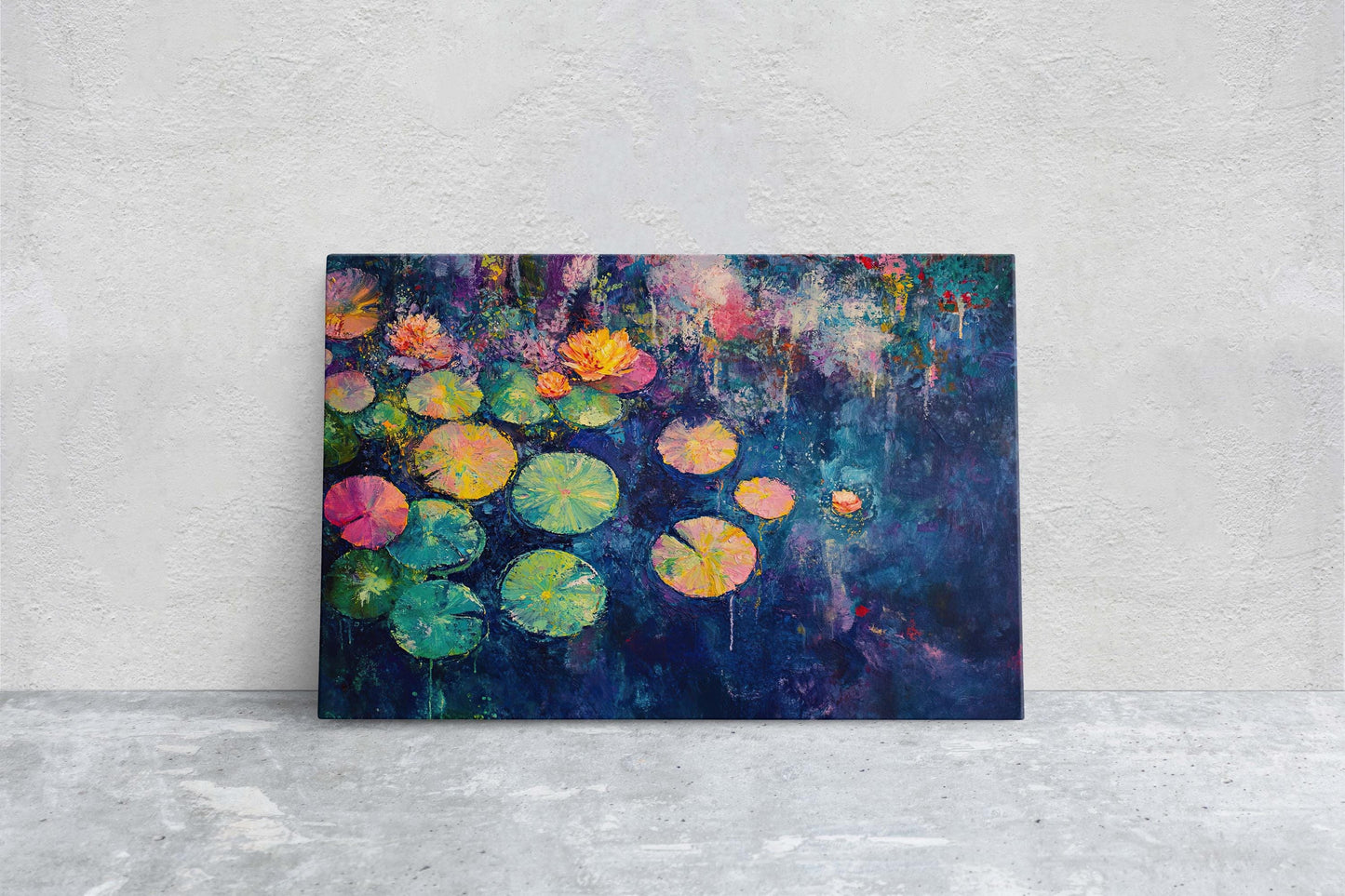 Water Lily Painting, Lily Pad Art, Contemporary Pond, Abstract Lily Pad