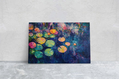 Water Lily Painting, Lily Pad Art, Contemporary Pond, Abstract Lily Pad