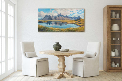 Vestrahorn Painting, Iceland Art,  Jökulsárlón Iceland, Iceland Fjord