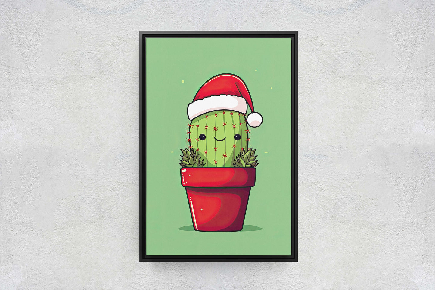 Christmas Cactus, Cute Cactus, Cute Christmas Decor, Illustration, Southwester, Chibi Style, Cartoon Cactus