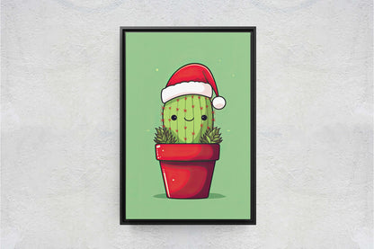 Christmas Cactus, Cute Cactus, Cute Christmas Decor, Illustration, Southwester, Chibi Style, Cartoon Cactus
