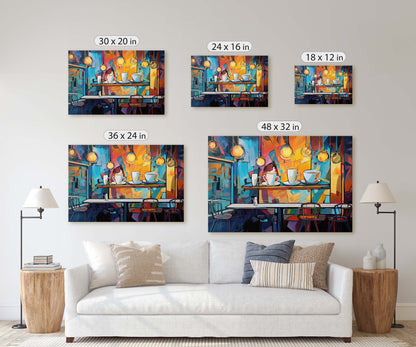 Coffee Shop Art, Coffee Art, Latte Painting, Pop Art, Modern Contemporary, Colorful Vivid, Abstract, Framed Canvas, Large Art print