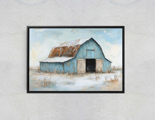 Blue Barn Painting, Farm Barn Decor, Barncore, Cottagecore