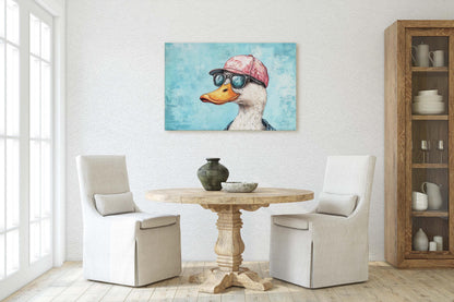 Hipster Duck, Pop Art, Modern Decor, Street Art, Animal Art, Unique Art, Kids Room, Boys Room, Girls Room