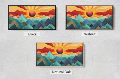 Sunshine Mountain, Canvas Print, Sunset Decor, Flat Art, Vibrant Color, Bold Art, Abstract, Mid Century Modern, Scandinavian Print